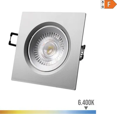 Image de Downlight Led Carré Chrome 5w éclairage Led Encastré Carré, Lumière Froide 6400k, Cadre Chrome. - Edm