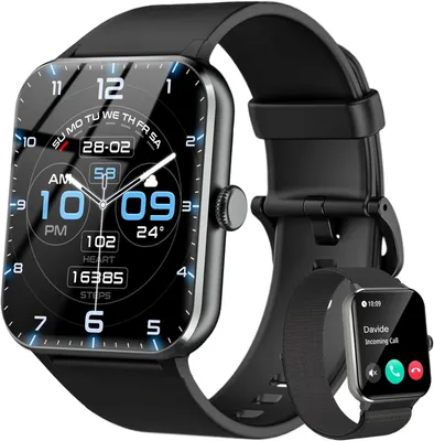 Produktbild von Smartwatch Damen Herren mit KI Nachrichtenerinnerung Bluetooth Telefonfunktion 100+ Sportmodi Fitnessuhr Pulsmesser Schlafmonitor Android iOS