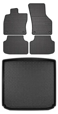 Zdjęcie produktu dla Dywaniki gumowe + mata bagażnika do Skoda Octavia IV 2020- (kombi) – czarne, dopasowane – Wielganizator SolidPRO
