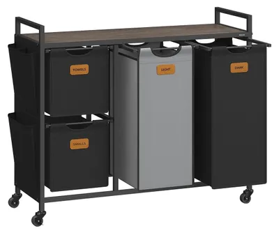 Obrázek produktu pro Koš na prádlo se 4 přihrádkami – organizér na oblečení – úsporný design – 98,6 x 33 x 80,5 cm