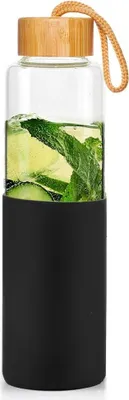 Image de Bouteille en verre sûre avec couvercle en silicone pour boissons