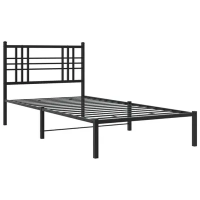 Produktbild von Bettgestell mit Kopfteil Metall Schwarz 90x190 cm