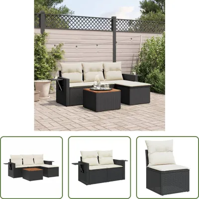 Produktbild von The Living Store 5-tlg. Garten-Sofagarnitur mit Kissen Schwarz Poly Rattan