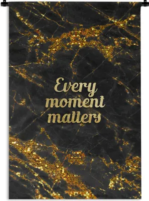 Produktbild von MuchoWow® Wandteppich Wandbehang Zitate - Gold - Glitter - Marmor 90x135 cm Tapisserie Dekoration Wandtuch - Baumwolle - Wandskulptur