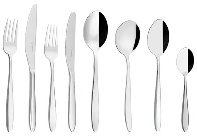 44-teiliges Besteckset, 18/10 Edelstahl, 6 Tafelmesser, Gabeln, Löffel