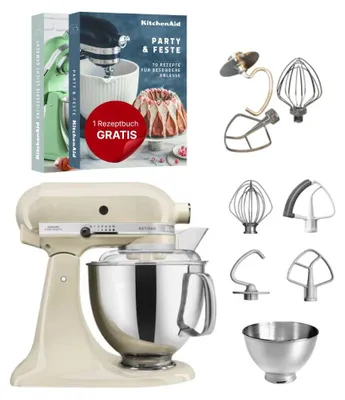 Produktbild von KitchenAid 4,8 L 5KSM175 Artisan Küchenmaschine inkl. TschimmHook Rührelemente Creme
