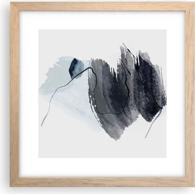 Produktbild von Gerahmtes Poster - Rahmen in heller Eiche - Blau Grau Aquarell - 30x30 cm - Wand Bild - Wanddeko - Wandbilder - Kunstposter - Wandposter - Bilderrahmen - Bilder - Kunstdruck - P2NAC30x30-4975