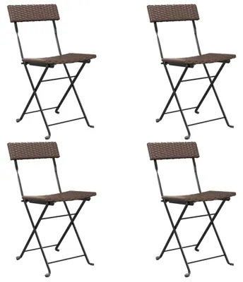 Productafbeelding van vidaXL Klapstoelen, 4 stuks, bruin, van polyrotan en staal
