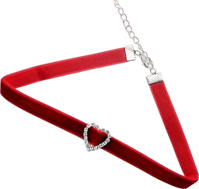 Zdjęcie produktu dla Naszyjnik Zircon Heart - Bordowy Choker Damski KP27490