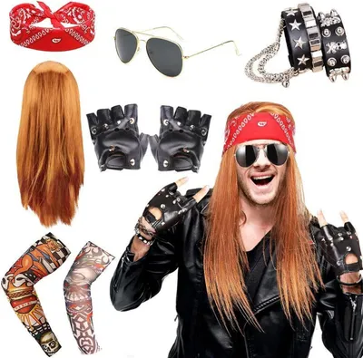 Produktbild von Rocker Outfit Herren 80er Jahre Heavy Metal Kostüm mit Zubehör