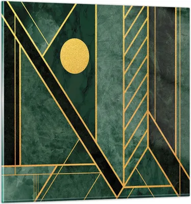 Produktbild von Bilder auf glas - Einteilig - Grün Stück geometrisch - 60x60cm - Glasbilder - Wandbilder - Bilder - zum Aufhängen bereit - Wanddekoration aus Glas - Glas Bilder - Wandbild auf Glas - GAC60x60-4797