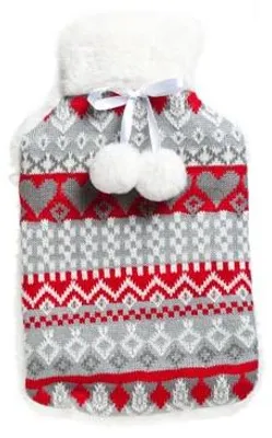 Produktbild von Cosy & Trendy Warmflasche - 2L - rot/weis - mit Hulle - Warmflasche