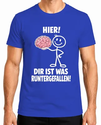 Imagen del producto de ¡Aquí! ¡Se te cayó algo! Camiseta azul para hombre con el texto: "Declaración cerebral, sarcasmo". Talla S