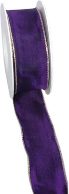 Produktbild von Taftband mit Polyesterkante - violett-gold - 40mm - 25m - 3331-40-25-643