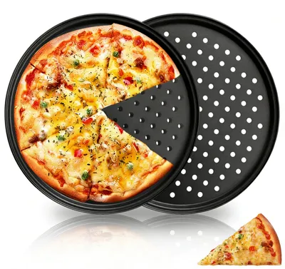 Pizzablech-Set 2er, 30 cm, antihaftbeschichtet, Kohlenstoffstahl, perforiert