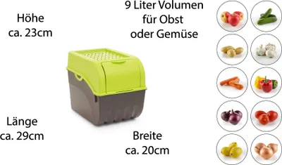Produktbild von Novaliv 3x Groß 9l grün Kartoffel Kartoffelbox Kartoffelkiste Kartoffellager Kartoffelkopf Kartoffelsack