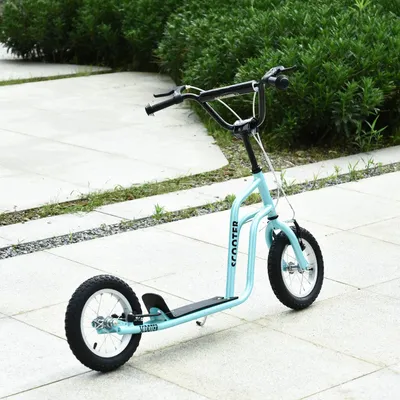Zdjęcie produktu dla Hulajnoga Hulajnoga Hulajnoga Dziecięca Hulajnoga Miejska Kickboard Z Oponami Pneumatycznymi 12 Cali, Od 5 Lat, Niebieski, 120X58X75-80Cm
