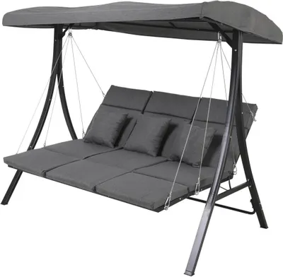 Produktbild von Lesli Living Hollywoodschaukel Gartenschaukel 3-Sitzer "Madeira" schwarz/grau