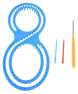 Immagine prodotto di Kit per telaio da tessitura, 8 forme, plastica, colore blu, con uncinetto, set per lavori creativi fai-da-te