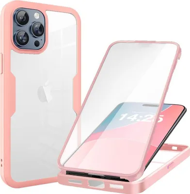 Produktbild von 360 Grad Handyhülle für Apple iPhone 16 Pro Full Cover Rundum Schutz Farbe: Rose