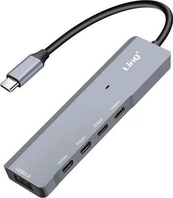 Immagine prodotto di LinQ, Hub USB-C OTG con 3x USB-C 5Gbps + USB 3.0 + Power Delivery 60W, nero