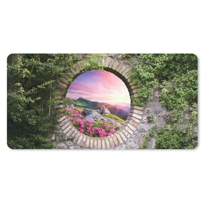 Produktbild von MuchoWow® Schreibtischunterlage Landschaft - Blumen - Aussicht - Berg 80x40 cm - XXL Mauspad - Gaming Mauspad