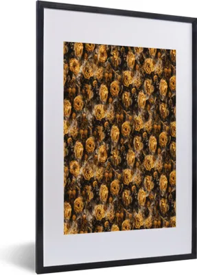 Produktbild von MuchoWow® MuchoWow® Gerahmtes Poster Rosen - Aquarell - Gelb 40x60 cm - Poster mit zchwarzem Bilderrahmen - Poster in Rahmen