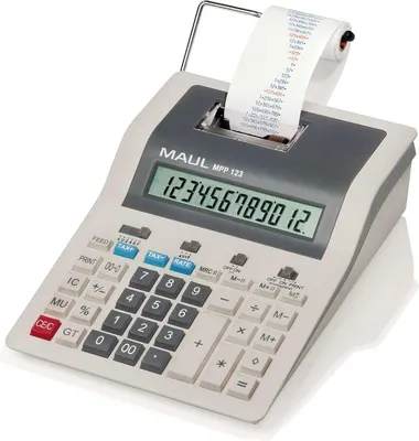 Produktbild von MAUL Tischrechner printing MPP 123 LCD-Anzeige 1-zeilig, 12 Ziffern Strom 32.5 x 19.4 x 9.8 cm grau