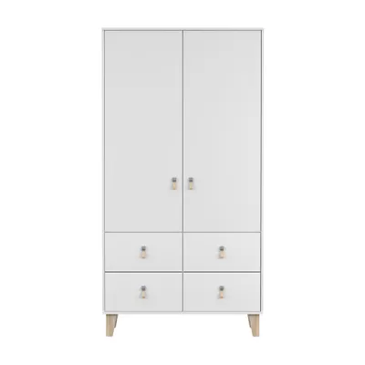 Produktbild von Kinderzimmer-Set Schrank Kommode Schreibtisch Wandregal Figo (Weiß/Weiß)