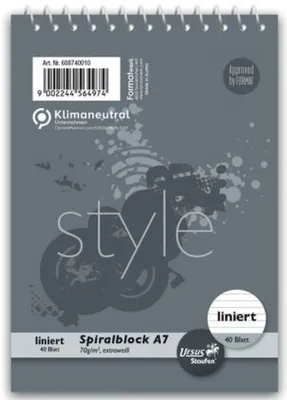 Produktbild von Spiralblock - A7, 40 Blatt,  70 g/qm, liniert, 1 St.
