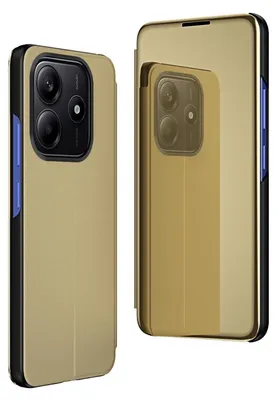 Obrázek produktu pro Pro Xiaomi Redmi Note 14 5G View Mirror Mobile Phone Smart Cover Wake UP Function Case Gold
