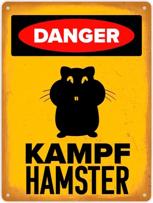 Produktbild von Danger Kampf Hamster Metallschild XL in 21x28 cm mit Hamster Silhouette