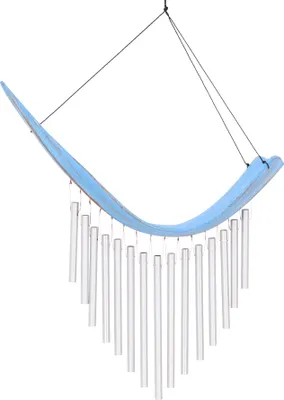 Produktbild von Aluminium Klangspiel, Exotisches Windspiel - Palmenblatt Blau, Aluminium,Palmblätter, 30*40*10 cm, Windspiele & Klangspiele