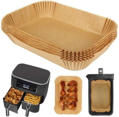 Image de Papier sulfurisé pour friteuse à air chaud à double zone, 50 feuilles, compatible avec tous les modèles