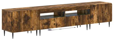 Image de vidaXL Meuble TV LED, 5 pièces, imitation chêne fumé, panneaux de particules