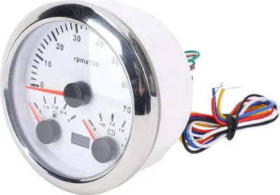 Immagine prodotto di tachimetro da 85 mm, indicatore di carburante, 8-16 V, voltmetro, 3 3/8 pollici in 1, 7000 giri/min, contagiri, retroilluminazione a 7 colori per camion, auto, bianco e argento