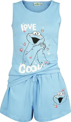 Produktbild von Sesame Street Schlafanzug Damen Love Cookie! blau XXL
