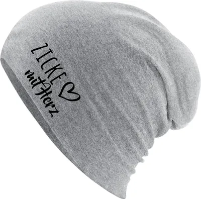 Produktbild von Huuraa Beanie Zicke mit Herz Heather Grey One Size Baumwolle und Elasthan Mütze Geschenkidee