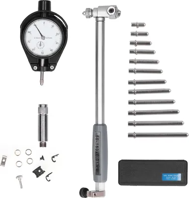 Produktbild von Messuhr-Set, 0,01 mm Genauigkeit, Messwerkzeug aus Aluminiumlegierung, Messbereich 50–160 mm