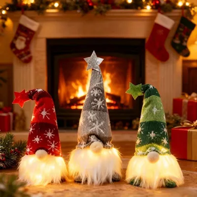 Produktbild von Weihnachtswichtel Beleuchtet Plüsch - 3 Stück - Schwedischer Wichtel - Weihnachtsdeko Tischdeko Beleuchtung