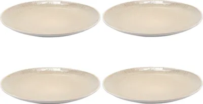Produktbild von Dessertteller - Ø 22 cm - Beige - Weiß - Steingut - mit Reliefprägung - 4er Set
