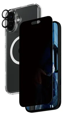 Obrázok produktu pre PanzerGlass ® 3-in-1 Privacy Protection Bundle iPhone 16 Plus, Apple, Apple - iPhone 16 Plus, Suché aplikovanie, Odolné proti poškriabaniu, Odolný proti nárazom, Priehľadná, 1 kusov