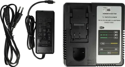 Produktbild von vhbw Ladegerät kompatibel mit Panasonic EY3502FQMKW, EY3502NQ, 48-11-0080, BCP-EY9065, EY3000 Werkzeug Ni-Cd, NiMH, Li-Ion-Akkus, 120 W, 7,2 V