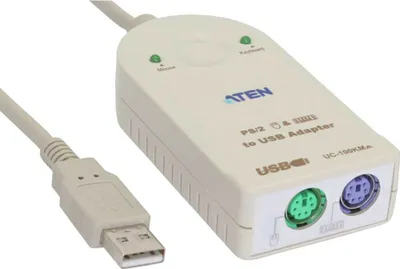 Zdjęcie produktu dla ATEN UC100KMA, 0,3 m, 2x 6-p Mini-DIN, USB A, Męska, Żeńska, Biały