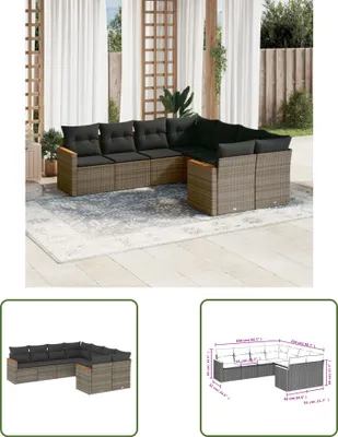 Produktbild von The Living Store 8-tlg. Garten-Sofagarnitur mit Kissen Grau Poly Rattan