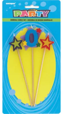 Produktbild von Zahlenkerze 0 & Sterne am Stab