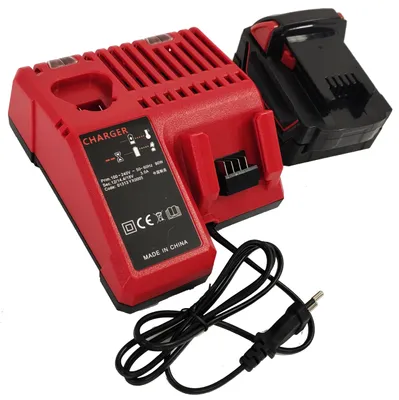 18V 5,0Ah Akku mit Ladegerät, Ersatz für Milwaukee M18