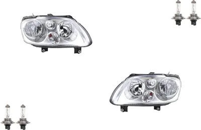 Imagen del producto de Johns, faros delanteros compatibles con el VW Touran 1T, modelos de 2003 a 2006, juego completo con intermitentes, bombillas H7/H7