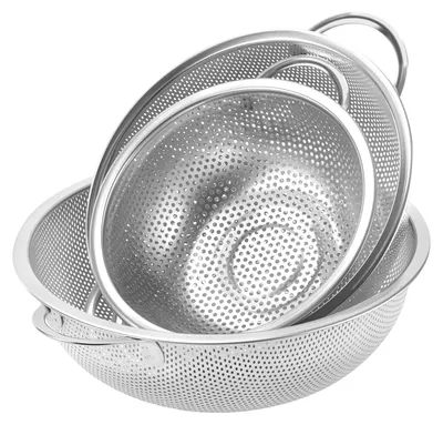 Produktbild von Solidchoice – 3-teiliges Sieb mit Griff – Mikroporöses Design für Reis, Nudeln und Gemüse