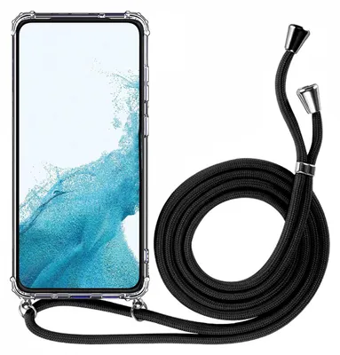 Produktbild von Conie Schutzhülle mit Handykette für Samsung Galaxy A16 5G Silikon Band Case Schnur Cover TPU Hülle in Transparent / Silber / Schwarz